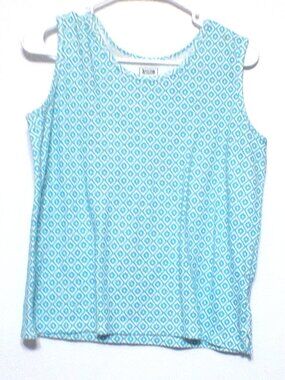 Hasting & Smith Women’s Small Blue Geometric Sleeveless Top Casual Cotton Blend